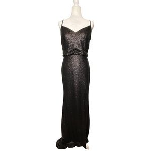 Christina Wu Formal Matte Black Sequin Gown style 22836 black size 8 NWT